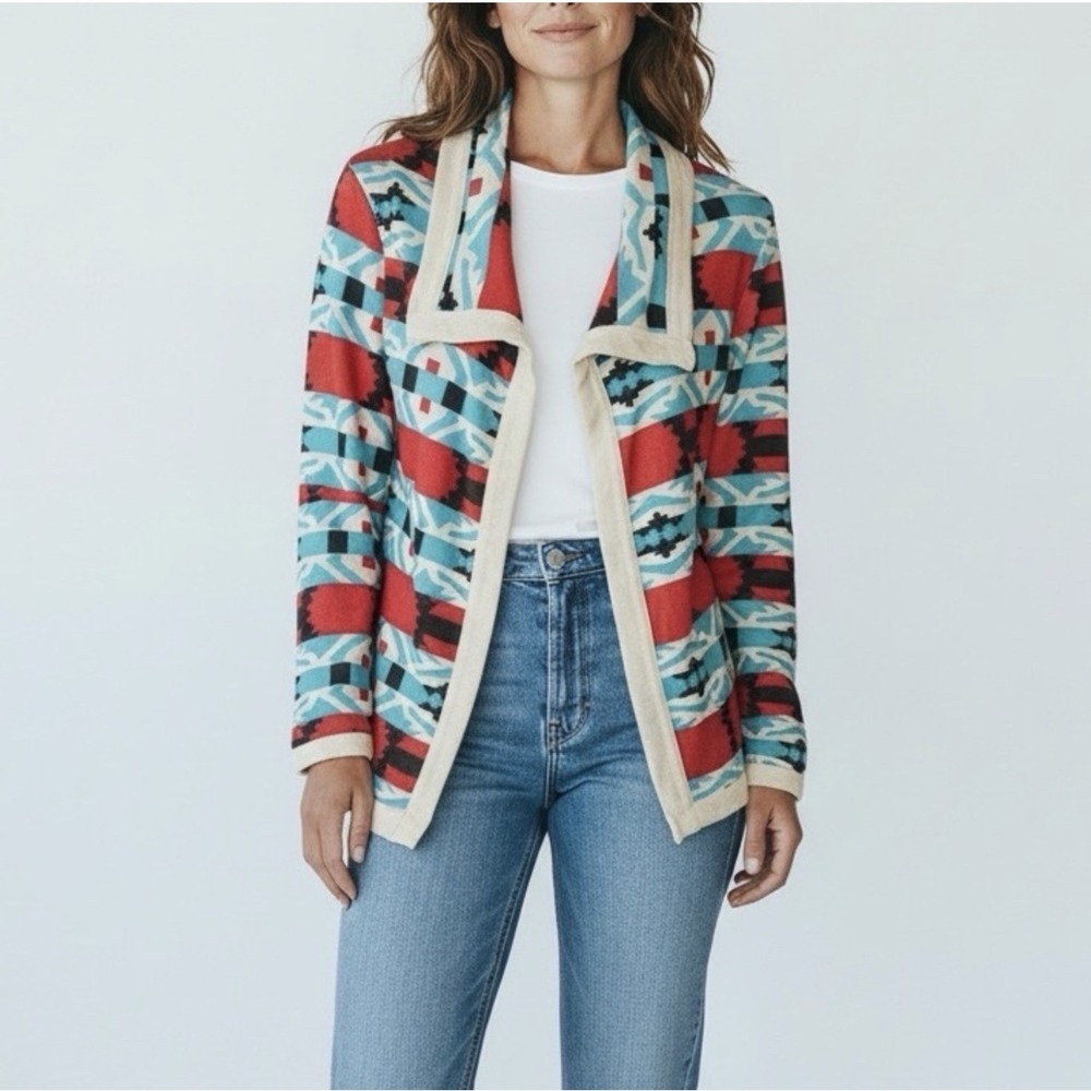 Man Xi Shang Aztec Cardigan Women Large Multicolor